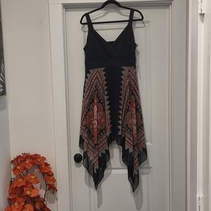 The Avenue Dark Blue and Red Handkerchief Hem Dress NWT Size 18/20